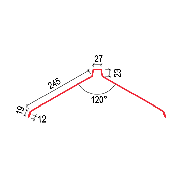 Střešní krytina Hřebenáč Satjam HRR 245 rovný velký Povrchová úprava: Polyestersat PE 25, Barva krytiny: Červenohnědá RAL 3009