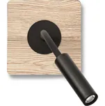 FARO MOOD SQ nástěnná lampa na čtení, černá a dřevo