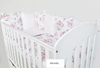 Příslušenství pro dětskou postel a kolébku Ars Una Modulová postýlka s kompletní výbavou bílé květy/popel