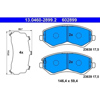 Brzdová destička Sada brzdových destiček, kotoučová brzda ATE 13.0460-2899.2