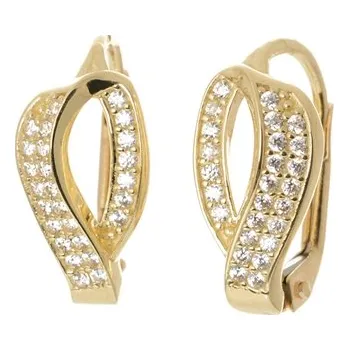 Náušnice Dámské náušnice ze žlutého zlata s čirými zirkony NA1019F + DÁREK ZDARMA