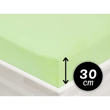 Prostěradlo Jersey napínací prostěradlo na vysokou matraci JR-018 Pastelově zelené 90 x 200 - výška 30 cm
