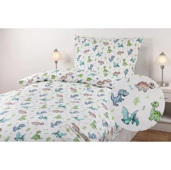 Povlečení JAN peří Luxusní bavlněné povlečení - renforcé - dinosauři modří - Luxusní bavlněné povlečení - renforcé - dinosauři modří - souprava povlečení 70x90 + 140x200