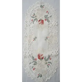 Svíčka UBRUS vyšívaný 70 x 35 vánoční červená svíčka