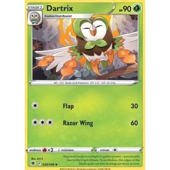 Sběratelská karetní hra Pokémon ASR 020/189 Dartrix - Astral Radiance Stav: Near Mint, Verze: REVERSE HOLO