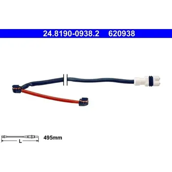 Brzdová destička Výstražný kontakt, opotřebení obložení ATE 24.8190-0938.2