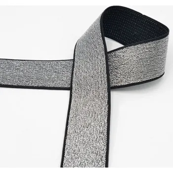 Textilie Pruženka černá, stříbrný lurex, 40mm