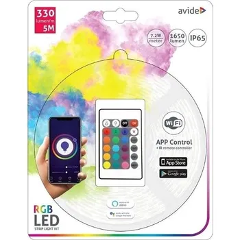 Žárovka Avide Set Wifi LED pásek RGB s ovládáním a zdrojem 5m