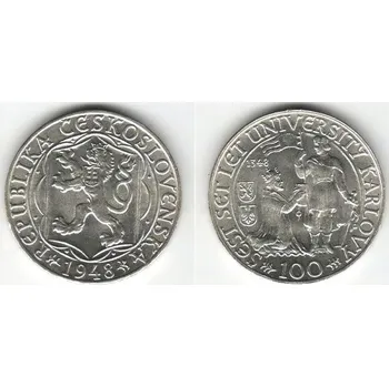 1948 - Stříbrná mince Universita Karlova - b.k.