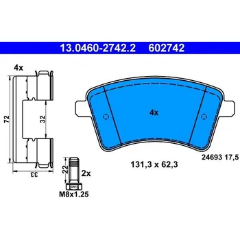 Brzdová destička Sada brzdových destiček, kotoučová brzda ATE 13.0460-2742.2