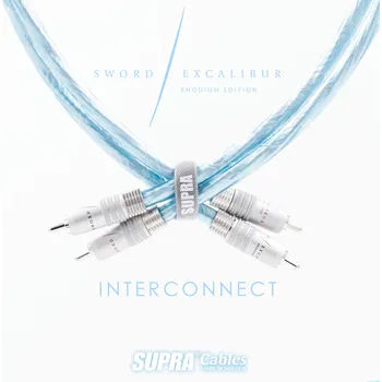 Audio kabel SUPRA SWORD-ISL RHODIUM AUDIO 1 m (TOP model - Referenční RCA-cinch signálový kabel v RH edici)