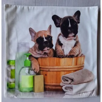 Povlak na dekorativní polštářek Povlak na polštářek Pejsci * koupání