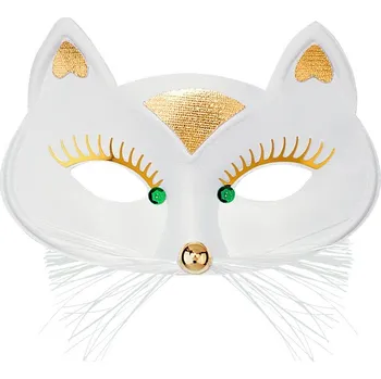 Karnevalový doplněk Škraboška kočka Barva: Bílá