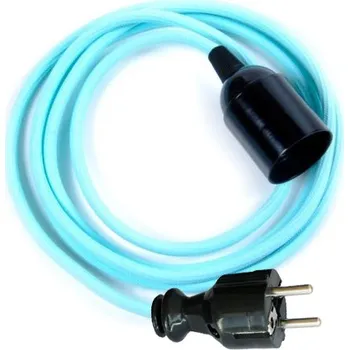 Příslušenství pro svítidlo Textilní kabel 2x0,75mm2 Modrý Světlý M17 s objímkou a vidlicí