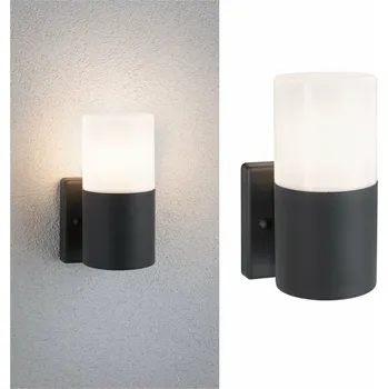 Venkovní osvětlení PAULMANN Venkovní nástěnné svítidlo Tubs IP44 kruhové 105x123mm max. 15W 230V šedá mat kov/umělá hmota