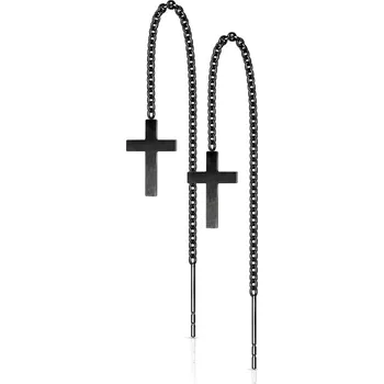 Náušnice Steel Edge Dlouhé náušnice z chirurgické oceli 3968 Barva: Černá