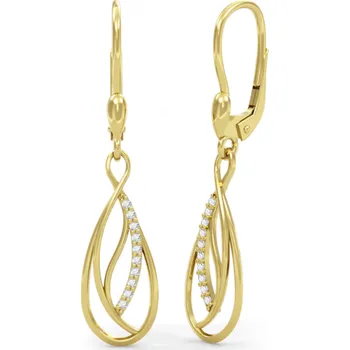 Náušnice Couple, Visací náušnice Medora, žluté zlato se zirkony, 585-66-3-0405.0Z00.0.00.001.10