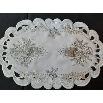 ubrus UBRUS vyšívaný 44 x 28 vánoční bílá stříbro