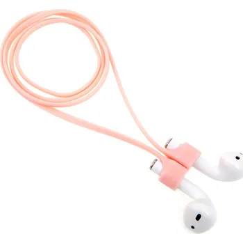 Šňůrka / úchyt pro Apple AirPods - s magnety ke spojení - silikonová - růžová