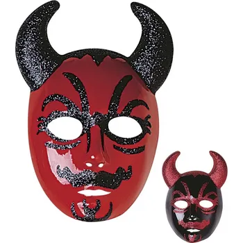 Karnevalová maska WIDMANN Maska Čert s glitry plastová Červená