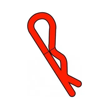 RC vybavení Team Corally - sponky karoserie - 45° ohnuté - velké - červené - 10 ks.