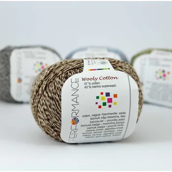 Příze Příze Performance Wooly Cotton hnědobílá
