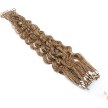 Příčesek 60cm vlasy pro metodu Micro Ring / Easy Loop 0,7g/pr. kudrnaté – světle hnědá