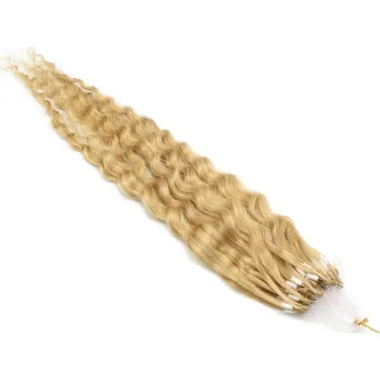 Příčesek 50cm vlasy pro metodu Micro Ring / Easy Loop 0,5g/pr. kudrnaté – přírodní blond