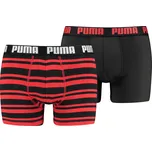 Pánské boxerky PUMA HERITAGE STRIPE BOXER 2P 90783807 RED/BLACK S