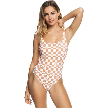Dámské plavky plavky Roxy Check It 2 High Leg One Piece - CKL5/Cork Flower Box S