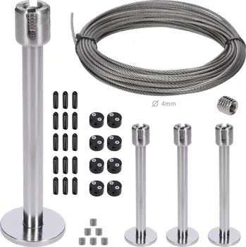 Pletivo sada pro upínání rostlin, nerez / plast - lanková stěna pro pnoucí rostliny na zeď, zelená stěna, kompletní set pro lanko ø 4 mm, rozměr 1 x 1 m