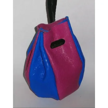 Kožený měšec - modro-růžový