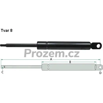 Kapota Plynová vzpěra 255/125 mm, 200 N, na přední okno, střešní okno pro Deutz Fahr, 04316669