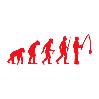 Samolepící dekorace SAMOLEPKA Evoluce 005 rybář pravá (10 - červená) NA AUTO, NÁLEPKA, FÓLIE, POLEP, TUNING, VLASTNÍ TEXT, TISK, AUTOSAMOLEPKY.cz, POLEPY, OBRÁZEK, LOGO, SAMOLEPKY