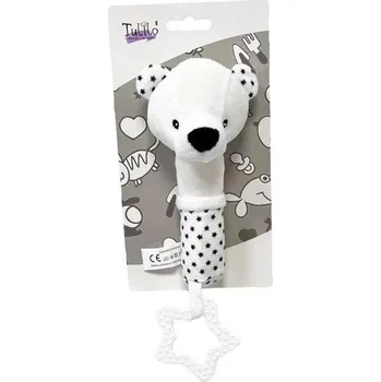 plyšák PLYŠ Medvídek černobílý pískací 17cm (plyšová hračka)