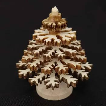 Vánoční dekorace AMADEA Dřevěná dekorace 3D strom přírodní 5 cm