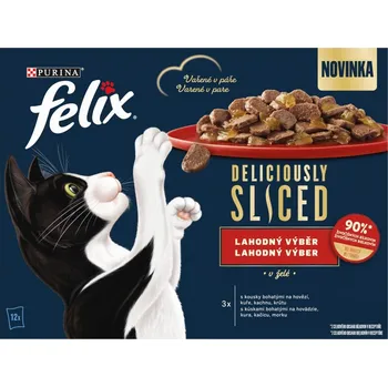 Pro kočku FELIX Deliciously Sliced lahodný výběr v želé 12 x 80g