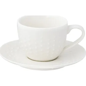 Easy Life, Itálie Easy Life - Porcelánový šálek a podšálek Drops White na kávu, espresso - 110 ml Barva: jako na obrázku