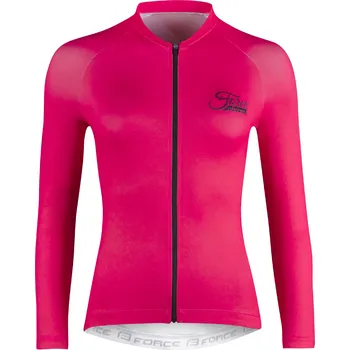 cyklistický dres FORCE dres charm lady dlouhý rukáv, růžový Velikost: M
