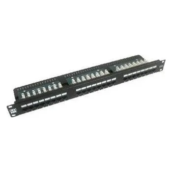 Patch panel 19" Patch panel LYNX 24port, STP, Cat6, 30µm, duální svorkovnice, černý