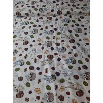 BAVLNĚNÁ LÁTKA š. 240cm VELIKONOČNÍ Zajíček a vajíčka