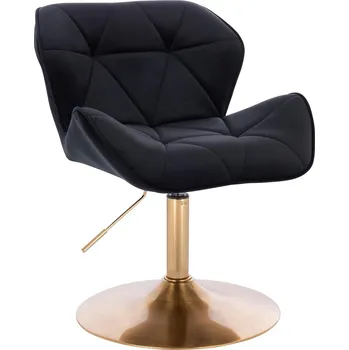 Kosmetická židlička velur Horten na zlatém talíři - černé