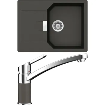 Granitový dřez Set Schock S16-5 (dřez Manhattan D-100S Asphalt + baterie SC-90 Asphalt)