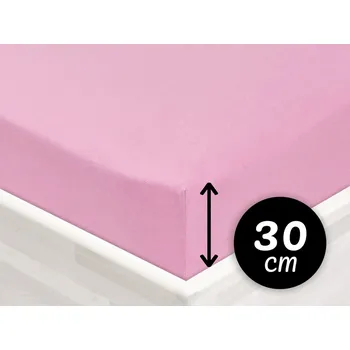 Prostěradlo Jersey napínací prostěradlo na vysokou matraci JR-008 Růžová lila 180 x 200 - výška 30 cm