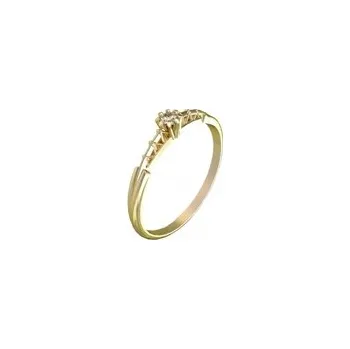 Prsten Zlatý zásnubní prsten s briliantem (diamantem), Velikost: 52-53