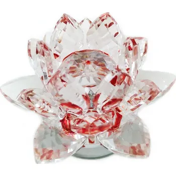 Křišťálový Květ Lotos otočný / Sklo červená