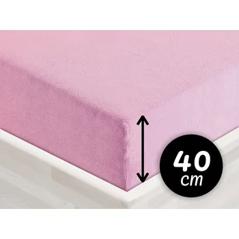 Prostěradlo Froté napínací prostěradlo na extra vysokou matraci FR-008 Růžová lila 160 x 200 - výška 40 cm