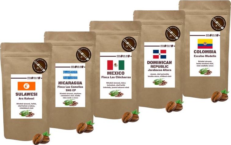 DEGUSTAČNÍ SADA KÁVY PO 100G 5KS