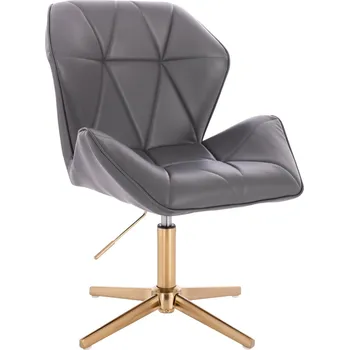 Kadeřnické křeslo ekokůže Horten XL na zlatém kříži - tmavě šedé