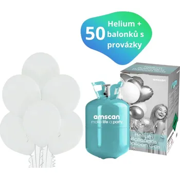 Balónek Helium sada + balónky 50 ks bílé 9056-02